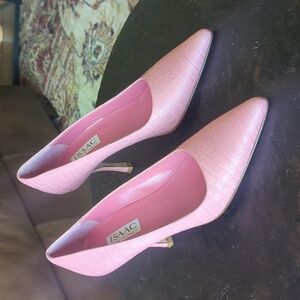 Italian Designer Isaac Mizrahi Pink Leather Heels Barbie